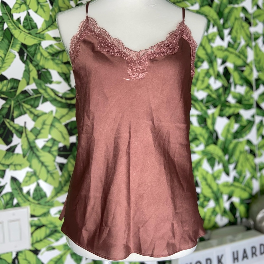 2/$25 Victorias Secret Lace Trim Mauve Pink Adjustable Tank Top Sleep Top